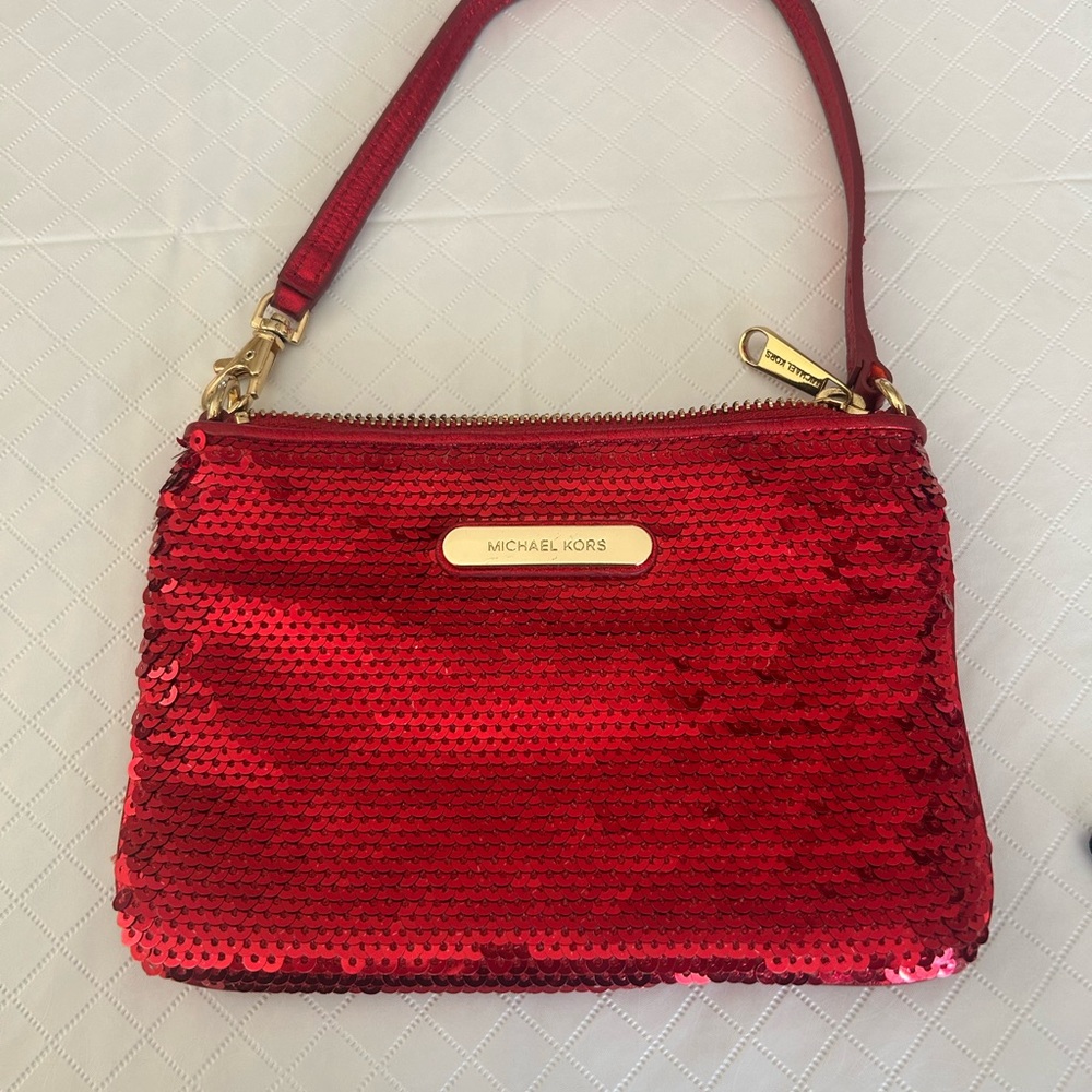 Michael Kors Sparkling Red Sequin Wristlet